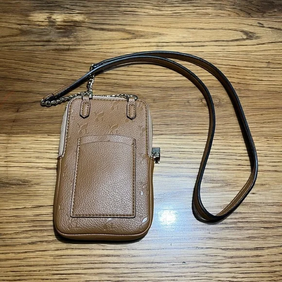 Young Living Brown Logo Crossbody Bag | Gold Hardware | Card Pockets - Picture 3 of 4